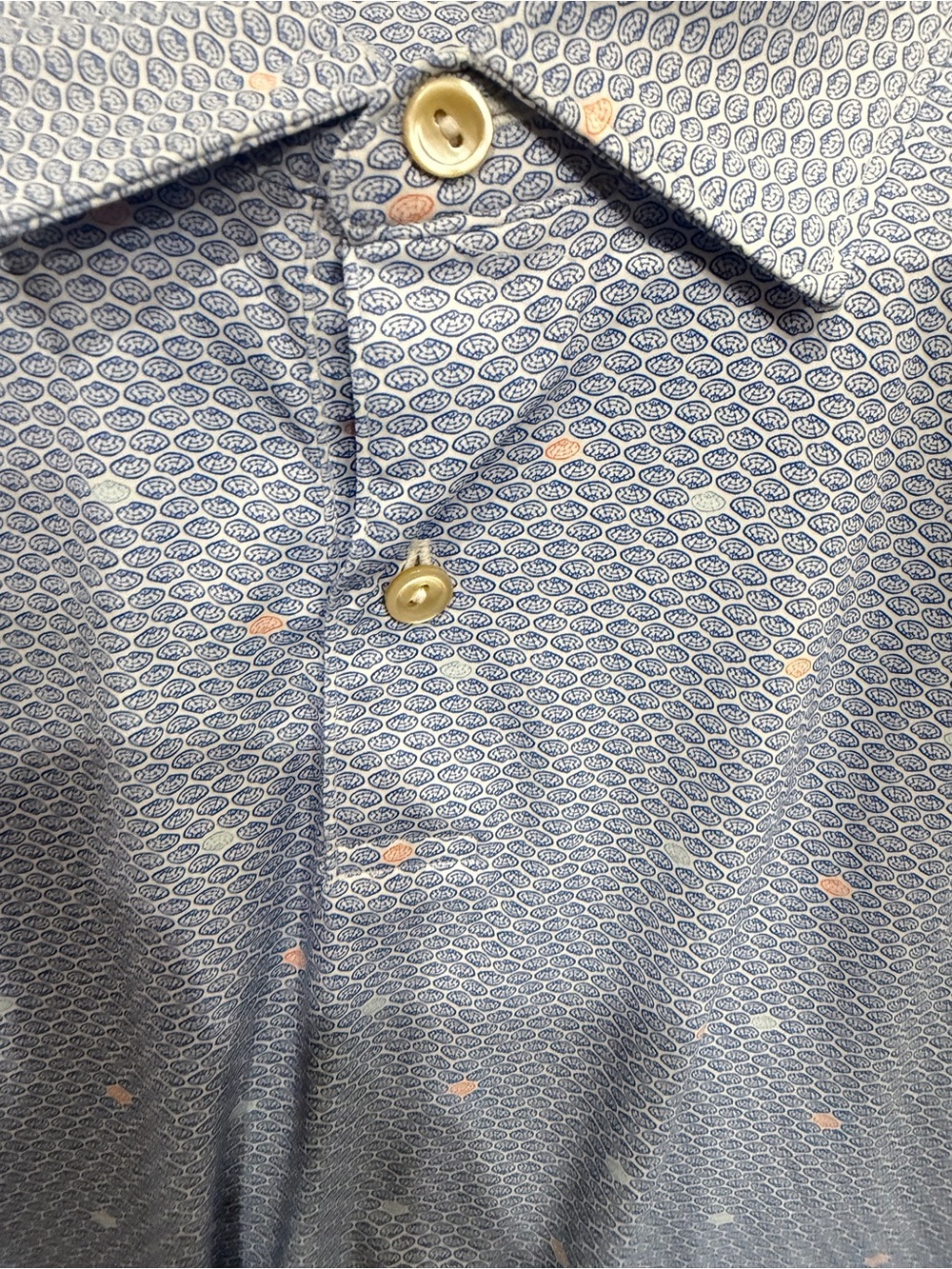 Peter Millar Shells Men's Blue Patterned Button-Down Shirt